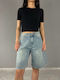 Damen Bermuda Jean Blau