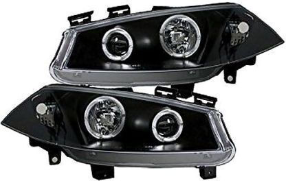 Front Headlights Angel Eyes Renault Megane 2002-2005 Black H1 Bulbs Set of 2 Pieces