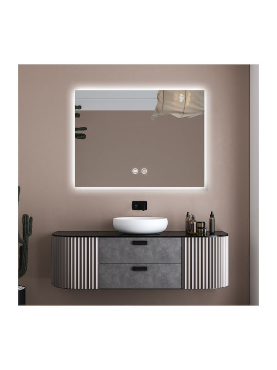 H2O Ορθογώνιος Καθρέπτης Μπάνιου Led Αφής 70x90cm