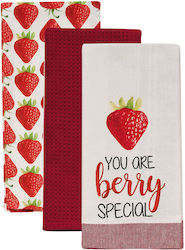 Kentia Fazzy Towel from 100% Cotton in Red Color 40x60cm 3pcs