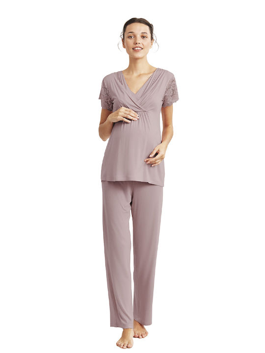 Catherine's Maternity Pajama Set & Nursing Violet
