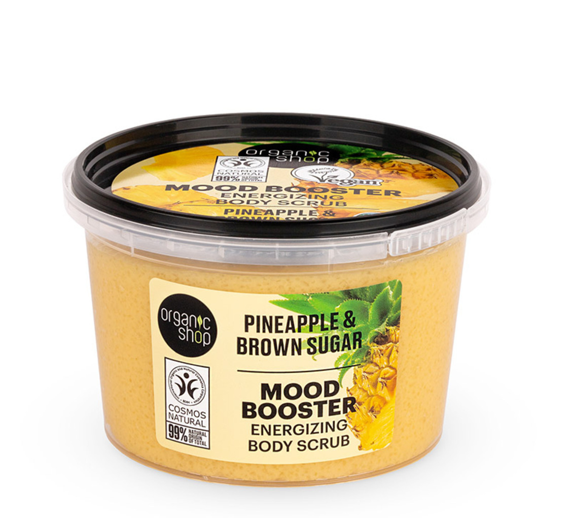 Organic Shop Mood Booster Energizing Body Scrub Ανανά & Καστανή Ζάχαρη 250ml
