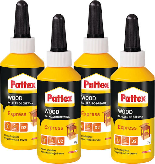 Pattex Z02656 Ξυλόκολλα Υψηλής Θερμοκρασίας Λευκή 75ml 4τμχ