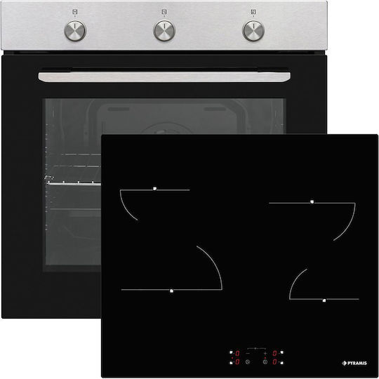 Pyramis PO78021008PIX + PHC62410FMB Over Counter Oven 78lt with Ceramic Hobs W59.5cm.