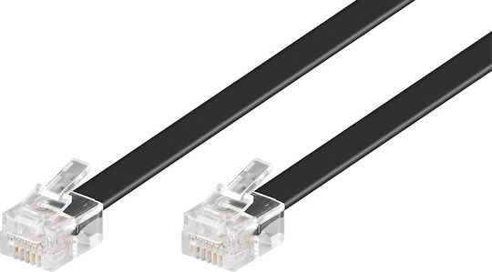 Goobay Flat Telephone Cable RJ12 3m Black (50321)