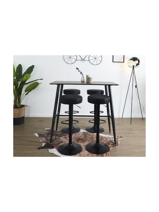 Stool Bar with Adjustable Height Black 36x36x63.5cm