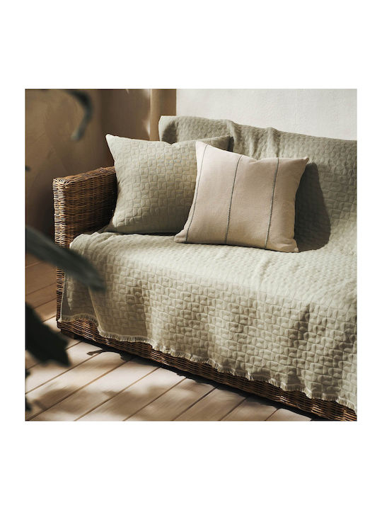 Gofis Home Eliena Decken & Couchdecken Viersitzer-Sofa Überwurf Zakar 180x350cm Rauchgrün 402/07