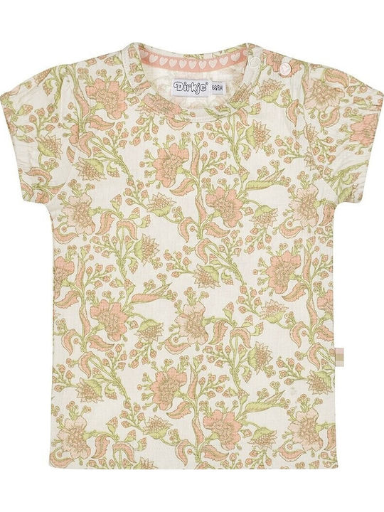 Παιδικό T-shirt Off White, Green, Peach, Pink