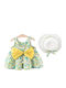 Girls Dress Sleeveless Floral Set with Accessories Yellow/multicolor