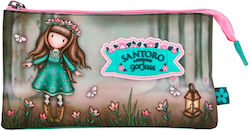 Santoro Pencil Case with 3 Compartments Green