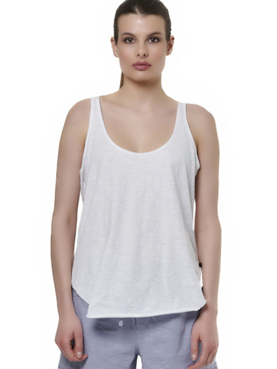 Body Action Damen Bluse Ärmellos White