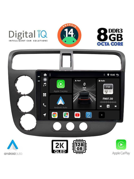 Cache-radio Pour Honda Civic 2001-2006 Avec Climatisation Manuelle - Argent, Avec Adaptateur ISO