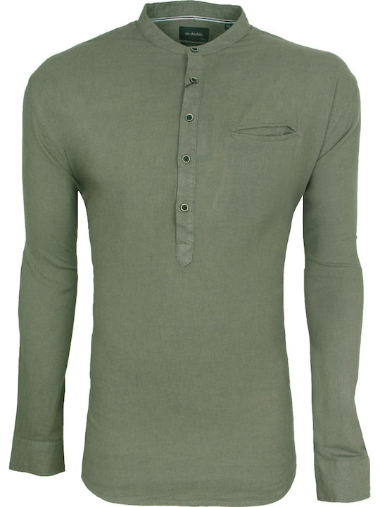 Langärmlig Leinen Hemd Khaki