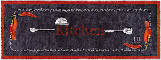 Beauty Home Küchenmatte für den Flur mit rutschfestem Unterlage Black, red 60x160εκ.