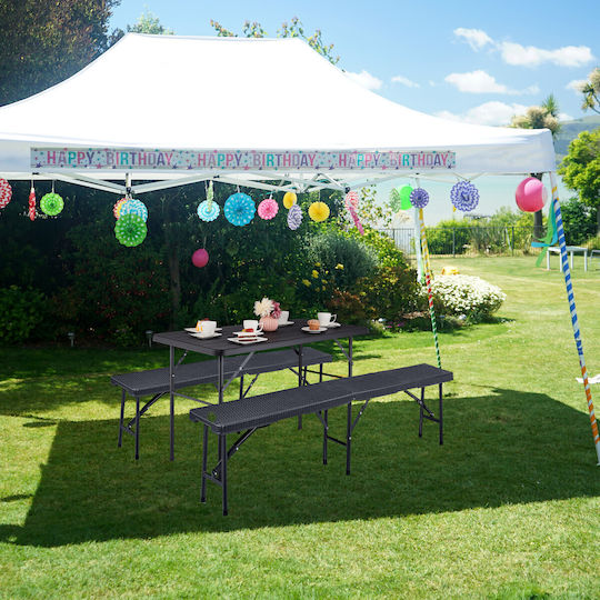 Masă Pliabil 118x60x74buc Negru