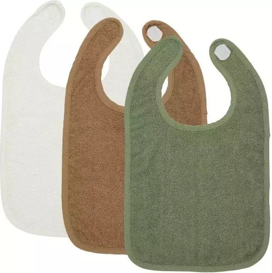 Meyco – Σετ 3 Βαμβακερές Σαλιάρες Offwhite Toffee Forest Green