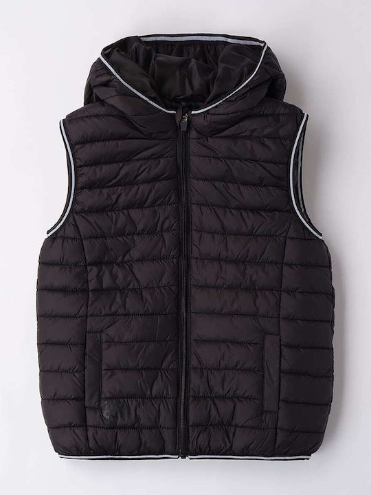 iDO Padded Kids Quilted Sleeveless Black Coat