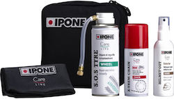 Ipone Road Trip Kit Set 4 Pieces Helmet Cleaner & Lubricant & Sos Tyre & Cloth