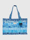 Verde Fabric Beach Bag Blue