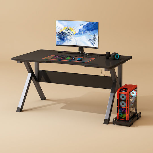 Γραφείο Gaming Ξύλινο Μαύρο με Μεταλλικά Πόδια 120x60x76εκ.
