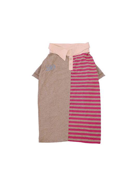 Tricou pentru câini dungi gri-roz XL 60cm