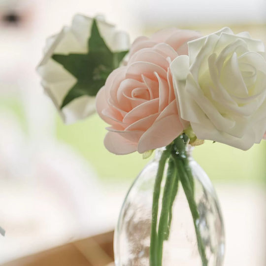 Beauty Home Strauß aus 3 Schaumrosen Rosa Ø7×26,5cm