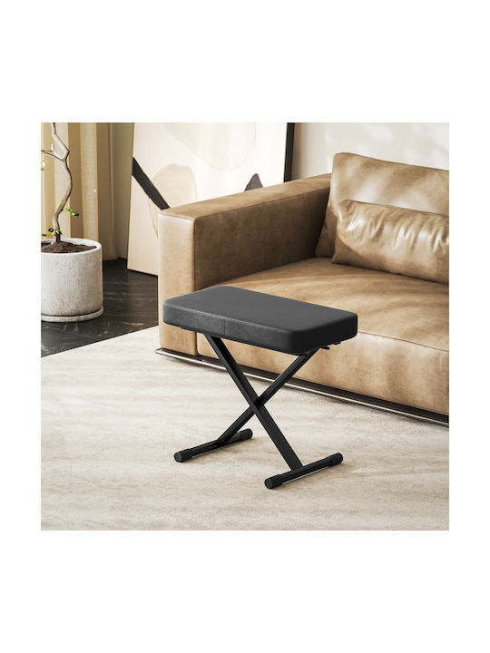 Stool For Living Room Collapsible with Adjustable Height Black 60x32x53-63cm