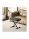 Stool For Living Room Collapsible with Adjustable Height Black 60x32x53-63cm