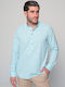 Komo Long-sleeved Linen Shirt Turquoise