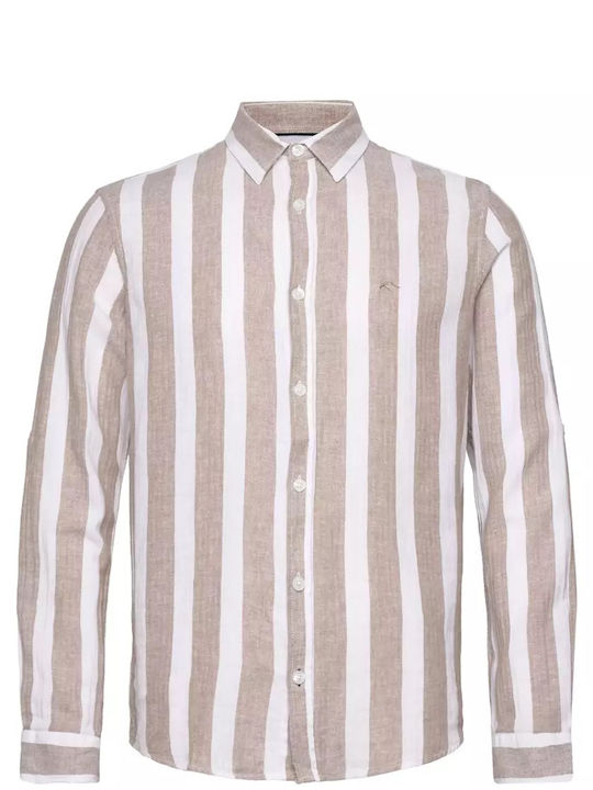 Long-sleeved Shirt Striped Beige/white