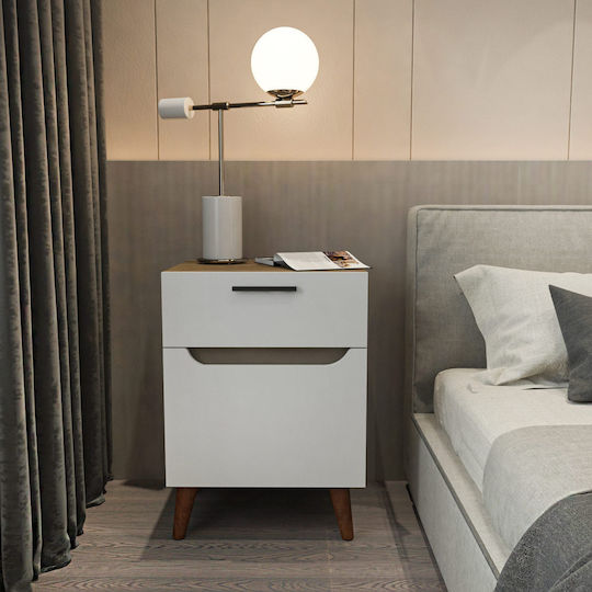 Bedside Table Losso Wooden White 45x36.8x63cm