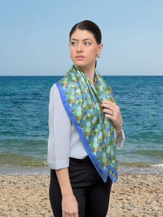 Kalfas Luxury Silk Women's Silk Scarf Blue