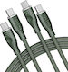 Voltme Braided USB 2.0 Cable USB-C male - USB-C 100W PD Πράσινο 1.8m C2063