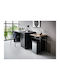 Rectangular Side Table Metal Black/brown L53xW45.2xH66cm.