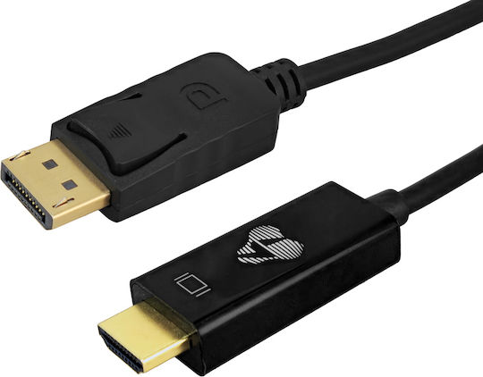 Powertech Cable DisplayPort male - HDMI male 1.5m Black (CAB-H187)