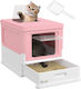 Pawhut Cat Toilet Closed Pink L47.5 x W35.5 x H36.7cm