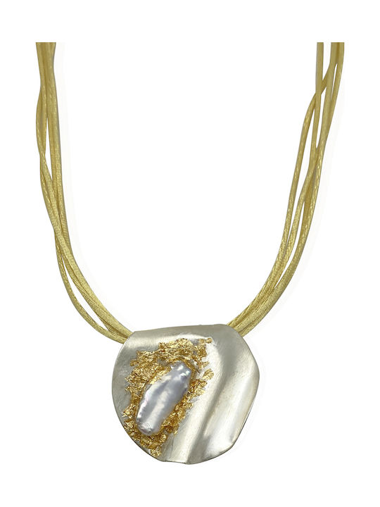 Charm from Gold Plated Silver with Pearls