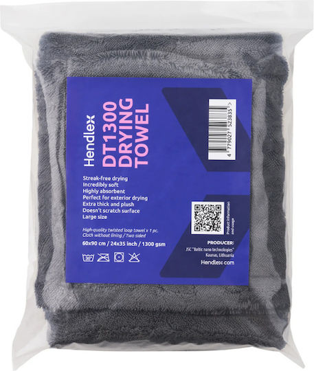Hendlex Cloth Microfiber Cleaning / Drying for Body Car 1300gsm Gray 90x60cm