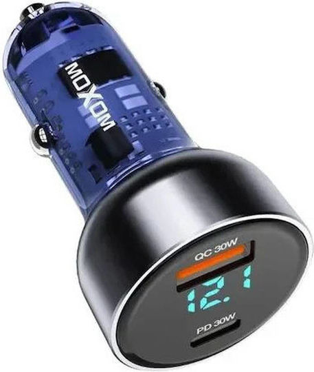 Moxom MX-VC29 Auto-Ladegerät 60W Schnellladen mit Anschlüssen 1xUSB 1xType-C Schwarz