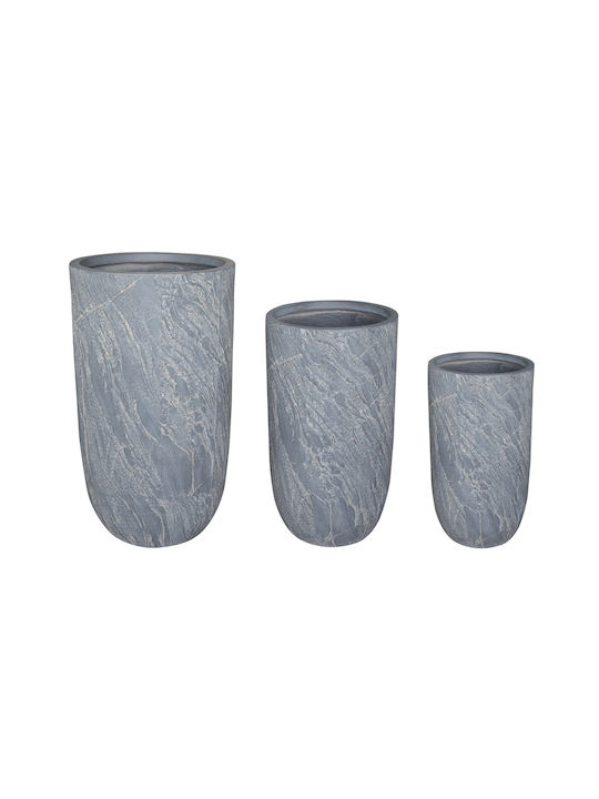 HomeMarkt Σετ 3 Γλάστρες Μεταλλικές Cement