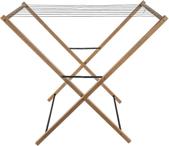 GreenTech Wooden Folding Floor Clothes Drying Rack with Hanging Length 7m