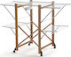 GreenTech Folding Floor Wooden Clothes Drying Rack with Wheels with 25m Hanging Length