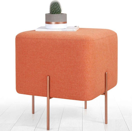 Σκαμπό Σαλονιού Επενδυμένο με Ύφασμα Copper Orange 40x40x42εκ.