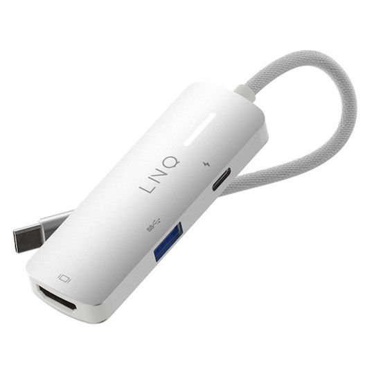 LinQ 3in1 USB-C Docking Station mit HDMI 4K PD Ethernet Weiß