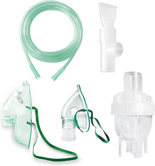 Kit Accesorii Universal Redline Rda009t pentru Nebulizatoare cu Compresor, Mască Pediatrică, Mască pentru Adulți, Furtun de 1,2 m, Cupă de Nebulizare, Piesă de Gură