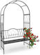 Arcadă Metalică de Grădină pentru Flori Cățărătoare cu Bancă pentru 2 Persoane Negru Dimensiuni 203 X 114.5 X 59 Cm Relaxdays