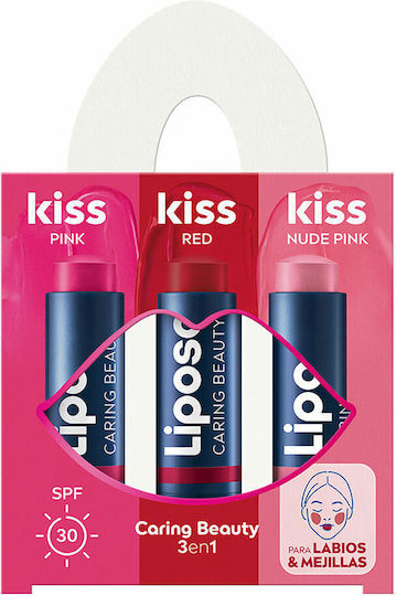 Liposan Kiss Kiss Kiss Σετ Lip Balm Pink / Red / Nude Pink 3τμχ