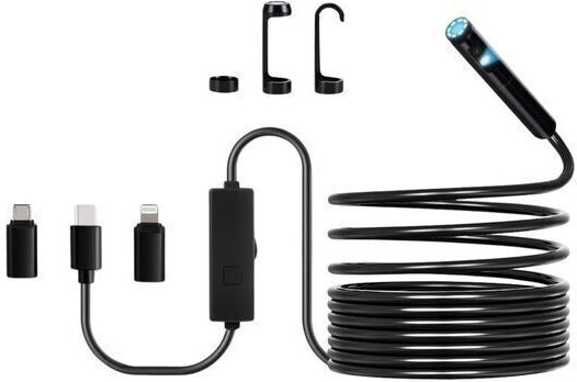 Ip67 Endoscope Inspection Camera 5m Length Android Ios 9+ Usb-c 1920 X 1440 Resolution 8+1 Led Lights 2x Lens Rigid Cable