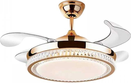 Ventilator de Tavan 106cm cu Lumină Transparent / Auriu