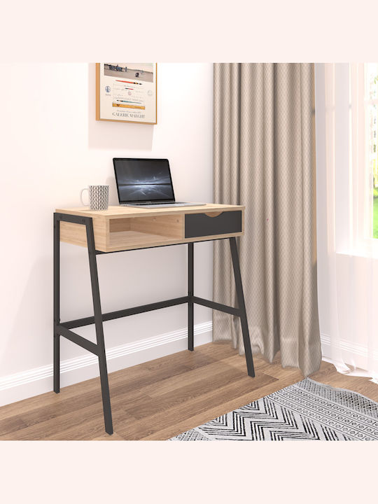 Professionelles Büro Rezio Holz Oak-black Metal mit Metallbeinen 75x45x76cm
